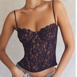 House of CB Plum Lace Bustier Top